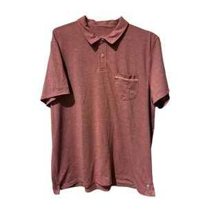 Marine Layer Mens The Air Polo Shirt XL Dusty Rose Heathered Red